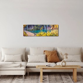 Tablou - Lacurile Plitvice, Croația (cu ceas) (90x30 cm)