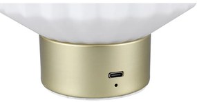 Veioză albă/aurie LED cu intensitate reglabilă cu abajur din sticlă (înălțime 19,5 cm) Lord – Reality