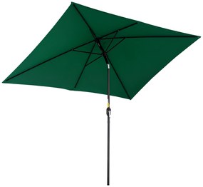 Outsunny Umbrelă de Grădină Înclinabilă cu Manivelă și 6 Spiţe, 2x3 m, Verde | Aosom Romania