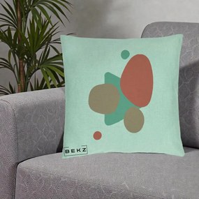 Perna Decorativa Abstract Forme Coral Turcoaz, 40x40 cm, Verde Menta, Husa Detasabila, Perna Inclusa, BEKZ®