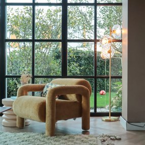 Lampa de podea Art Deco aurie cu sticlă cu 3 lumini - Ayesha