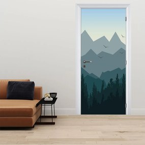 Fototapet pentru ușă - Peisaj montan grafică (95x205cm)