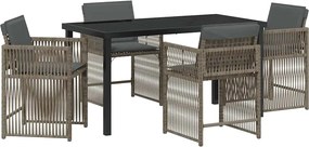 vidaXL Set de masă pentru grădină 5 pcs Gri poliratan