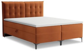 Pat boxspring teracotă cu spațiu de depozitare 160x200 cm Mikana – Makamii