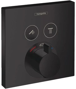 Baterie termostatata incastrata pentru 2 consumatori, negru mat