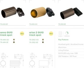 Spot pentru sina Track Project Collection, Orion 2 bronz
