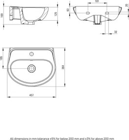 Deante - Lavoar suspendat JASMIN 45,7 x 36,4 cm + baterie pentru lavoar LEMON