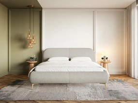 Pat matrimonial 180 cm Octave 180B (cu somieră) (deschis gri + auriu). 1099972