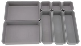 Organizatoare de sertare din plastic gri în set de 8 - Addis