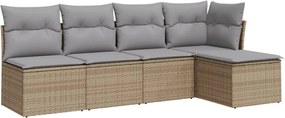 vidaXL Set canapele de grădină cu perne, 5 piese, bej, poliratan
