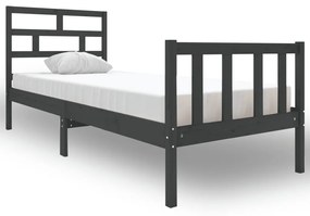 3101310 vidaXL Cadru de pat mic single, gri, 75x190 cm, lemn masiv de pin