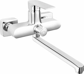 Baterie cada - dus Ferro Square crom cu pipa mobila