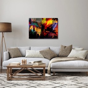 Tablou pe sticlă - Oraș colorat, abstracție (70x50 cm)