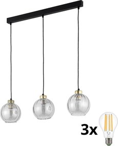 Lustră LED pe cablu DEVI 3xE27/15W/230V neagră/transparentă