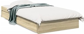vidaXL Cadru de pat cu sertare stejar sonoma 100x200 cm lemn prelucrat