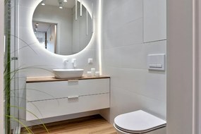 Oglinda decorativa rotunda cu iluminare de fundal LED