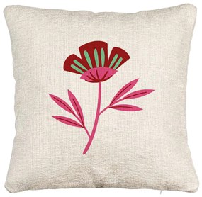 Perna Decorativa Canapea, Model Florale Red Paradise, 40x40 cm, Cu fermoar