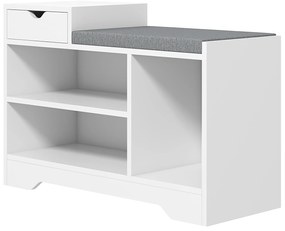 HOMCOM Mobilier și banc pentru pantofi 1 sertar și 3 compartimente, capacitate 5 perechi MDF, 76,5L x 30A x 52Î cm | Aosom Romania