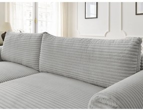 Colțar gri deschis extensibil cu tapițerie din catifea reiată (cu colț pe partea stângă ) Lucien – Bobochic Paris