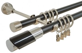 Galerie dubla duo paris 19 mm negru inox (Alege marime: 400 cm)