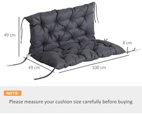 Pernă pentru banc de grădină Outsunny, pernă pentru balansoar, pernă pentru canapea 3 locuri mare confort 100 x 98 x 8 cm gri | Aosom Romania