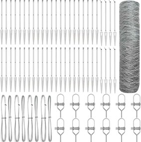 vidaXL Stâlp de gard. Argintiu 100 x 0,5 m (plasă de 50 mm) Oțel