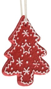 Decorațiune ceramică suspendată Copac, 9 x 8,7 x 1cm, roșu turtă dulce