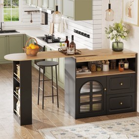 Dulap sideboard rotativ 360°, Negru | Aosom Romania