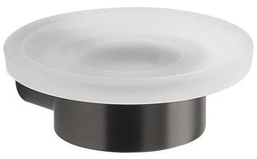 Gedy - Suport pentru săpun montat pe perete PIRENEI, sticlă opală/gri metalizat