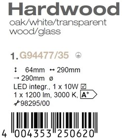 Plafoniera din lemn si sticla, LED Hardwood 29x29cm G94477/35 BL