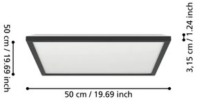 Plafonieră LED RGBW dimabilă de exterior Eglo 901468 ROVITO-Z 17W/230V 50x50 cm IP44 negru