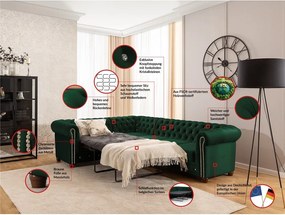 Colțar verde extensibil cu tapițerie din catifea (cu colț pe partea stângă/în formă de ”L”) York Blik – Ropez