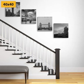 Set tablouri Londra misterioasă în design alb-negru