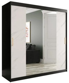 Dulap de haine 200 cm Marbelo T1 (mat negru + marmură albă). 1064574