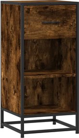 vidaXL Dulap, stejar fumuriu, 35,5x35x76 cm, lemn prelucrat și metal