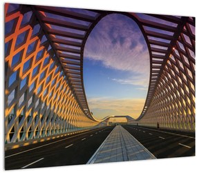 Tablou pe sticlă - Pod cu arhitectură modernă (70x50 cm)