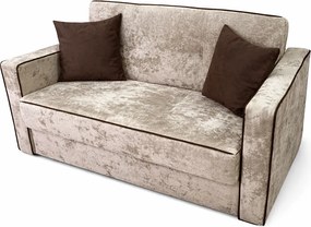 Canapea SAMY NEXT extensibila, 2 locuri, cu lada de depozitare, catifea plusata bej , cadru metalic, 152x100x92 cm catifea plusata, Bej