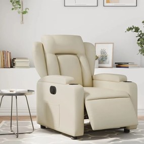 vidaXL Fotoliu rabatabil electric, crem, piele ecologică