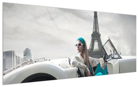 Tablou cu femeie și turnul Eiffel (120x50 cm), în 40 de alte dimensiuni noi