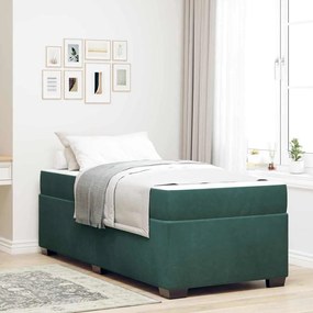vidaXL Cadru de pat cu saltea Altele Verde închis 90 x 190 cm Catifea