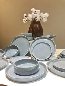 Set 72 Piese Nebula: Farfurii Mari 25 cm, Farfurii Mici 20 cm  boluri 400 ml (90% Gri si 10% Albastru)