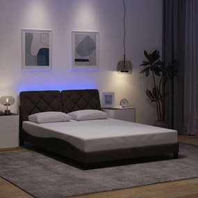 vidaXL Cadru de pat cu LED fără saltea țesătură maro închis 140x190 cm