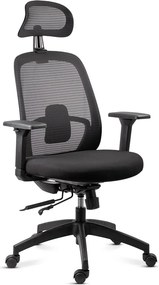 Scaun de birou ergonomic din mesh cu brațe 3D și spătar rabatabil OFF 404 negru