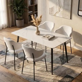 Masa dining cu blat ceramic Milano Alb 120x80cm