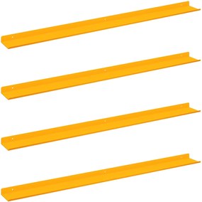 vidaXL Raft suspendat 4 pcs Galben muștar 100 x 9 x 2,5 cm Oțel