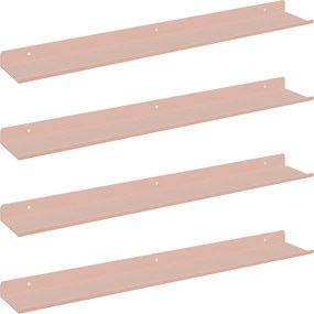 vidaXL Raft suspendat Pe perete 4 pcs Roz 60 x 9 x 2,5 cm Oțel