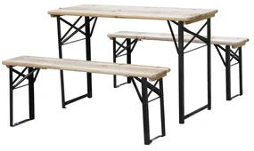 Outsunny Set de Bere 1 Masa 120x50cm 2 Banci 120x25cm din Lemn de Brad