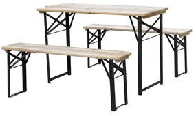Outsunny Set de Bere 1 Masa 120x50cm 2 Banci 120x25cm din Lemn de Brad