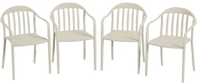 Outsunny Set 4 Scaune de Grădină Stivuibile cu Spătar și Brațe, Rezistente la Raze UV și Impermeabile, 57x54x78 cm, Alb | Aosom Romania