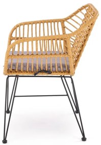 Scaun rattan K541 natur/gri